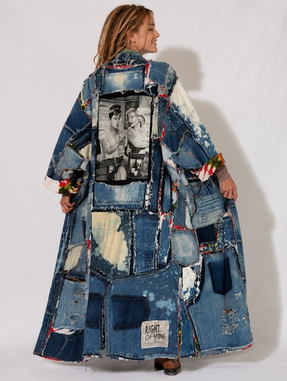 Bohemian Kimono Vintage Denim Avant-garde Concept Tattoo Marilyn Monroe Patch